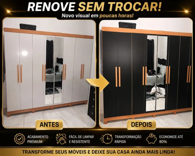 Guarda-roupa personalizado preto fosco - acabamento premium 