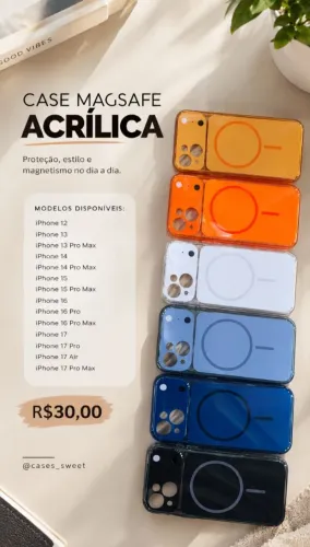 Case Capa Capinha MagSafe Acrílica iPhone
