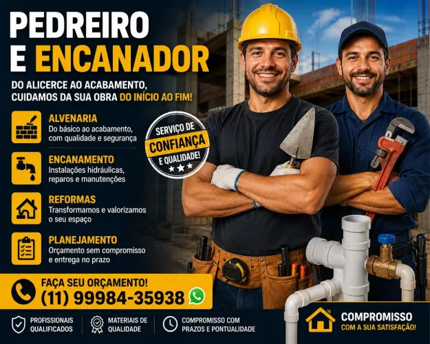 Pedreiro e encanador
