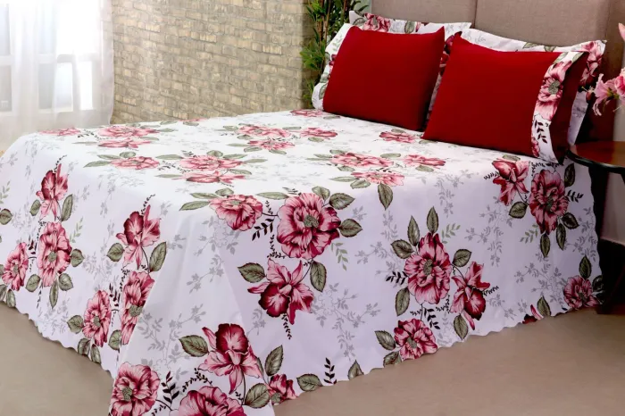 Kit Colcha/ Cobreleito Queen 03 Peças Estampa Floral