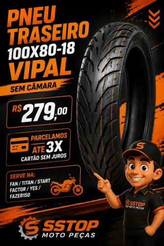 PNEU TRASEIRO 100X80-18 VIPAL SEM CÂMARA.FAN /START