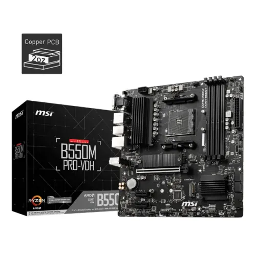 Placa Mae MSI B550M PRO-VDH, DDR4, Socket AM4, M-ATX, Chipset AMD B550