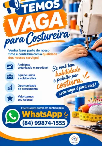 Vaga para Costureira.