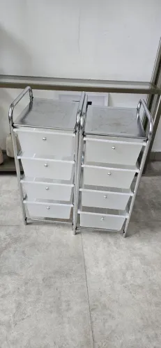 Par Carrinho De Metal Organizador Com 4 Gavetas