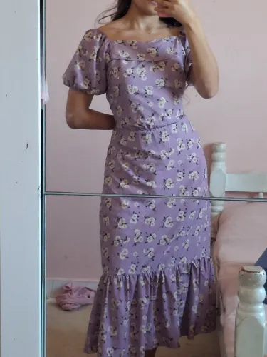 vestido feminino florido roxo m