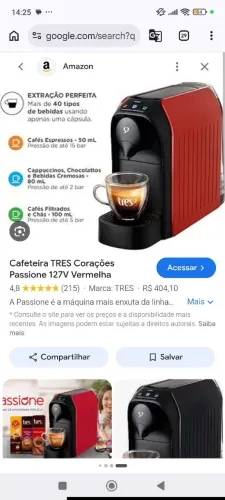 Cafeteira de cápsulas 3 corações.