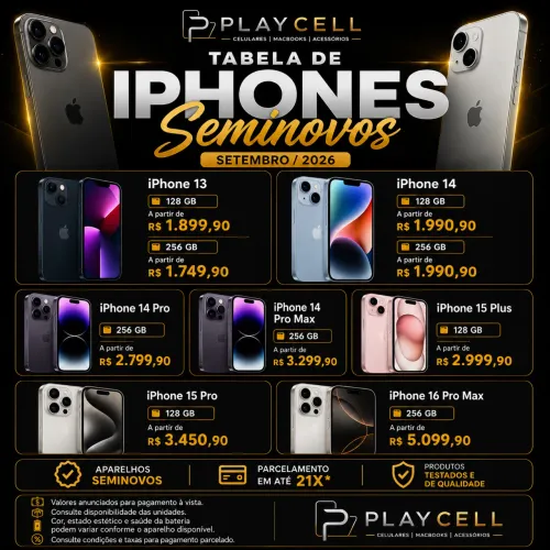 iPhone seminovos 13 ao 16 pro Max