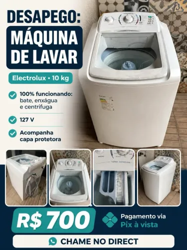 Maquina de Lavar Electrolux 10kg Turbo Capacidade 127V Impecavel