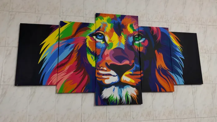 Quadro decorativo mosaico leão 