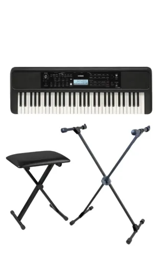 TECLADO YAMAHA PSR-E383+BANQUETA+SUPORTE EM X