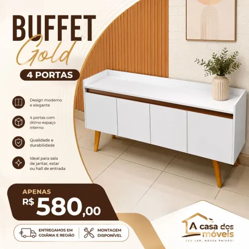 Buffet Gold 4 portas - Branco 