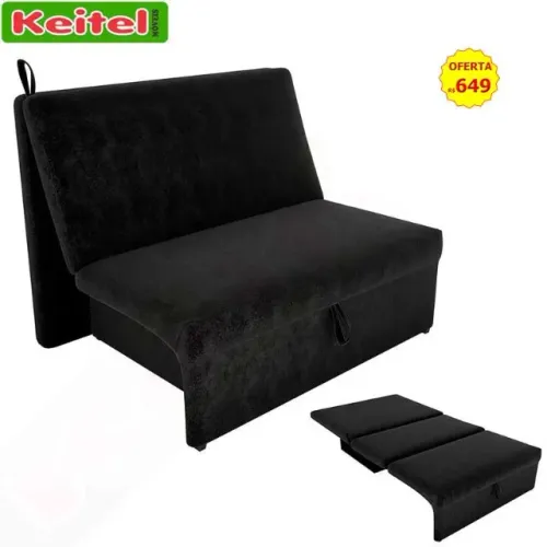 Sofá Cama Malu Tecido Cor Preto