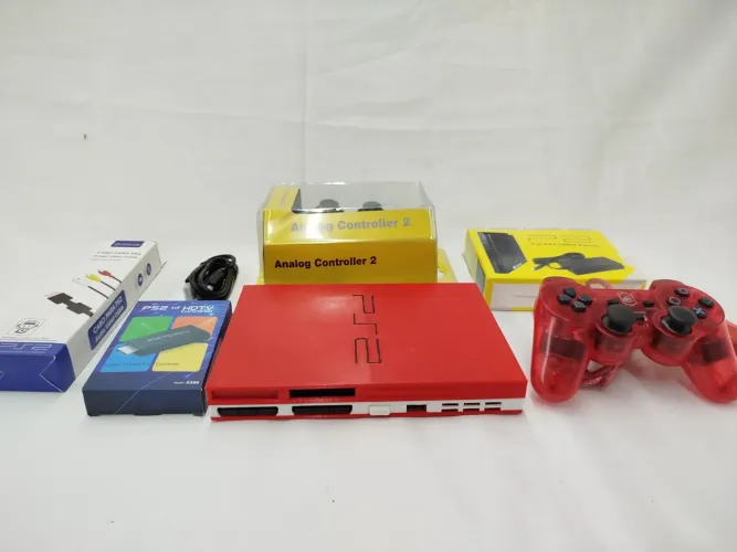 Vídeo game Playstation 2 vermelho (mídia digital)