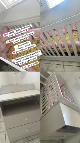 Vendo berço e cômoda na cor branca.
