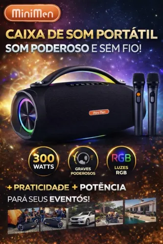 Caixa de Som Portátil Bluetooth 300 Watts