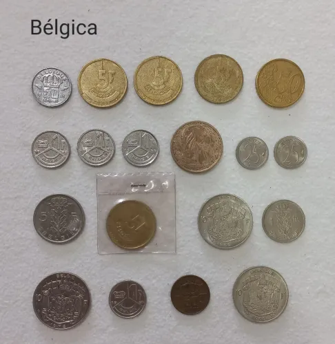 19 moedas antigas da Bélgica