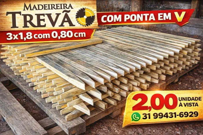 Piquetes 3x1.8 com 0.80 cm e ponta em v orçamento pelo whatsapp *