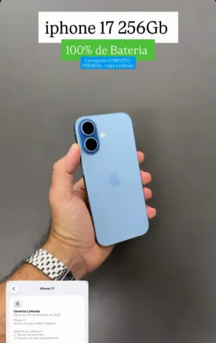 IPHONE 17 256Gb  ?84.800 ?BRANCO ?AZUL Bateria 100% Garantia da Appl