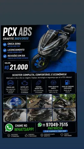 PCX ABS ÚNICA DONA QUITADA, PRONTO P/ TRANSFERÊNCIA 