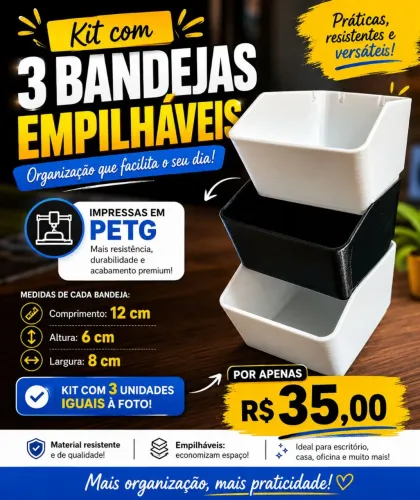 KIT 3 BANDEJAS ORGANIZADORAS
