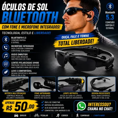 ÓCULOS DE SOL BLUETOOTH COM FONE INTEGRADO