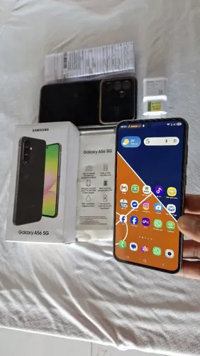 Samsung A56 Na Caixa 256Gbs 8Gbs ram Chip 5G capa Carregador e Nota F. 1ano e 4M de uso