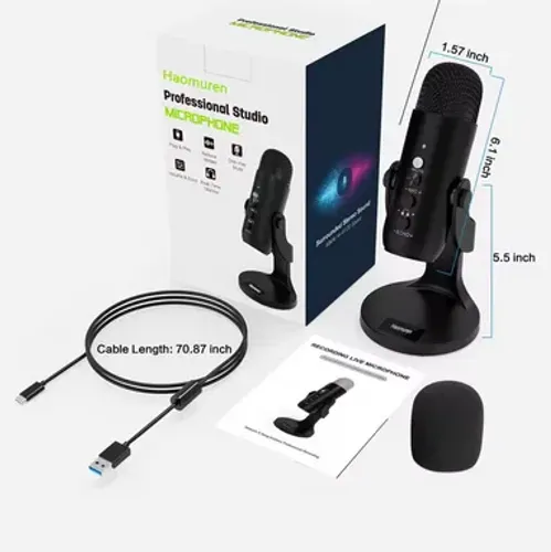 Microfone Profissional Gamer Haomuren para Live e Gravações no Youtube