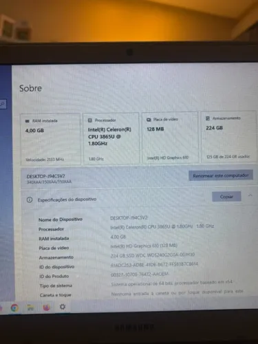 Notebook Samsung 15,6" | SSD 240GB | 4GB RAM | Excelente para estudos e trabalho