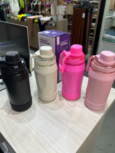Garrafas Térmicas 350ML Modelo Novo Preta/Branca/Rosa
