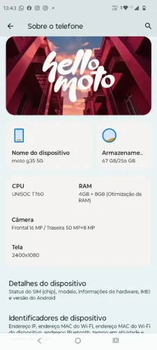 MOTO G35 5G 256 GB - CINZA