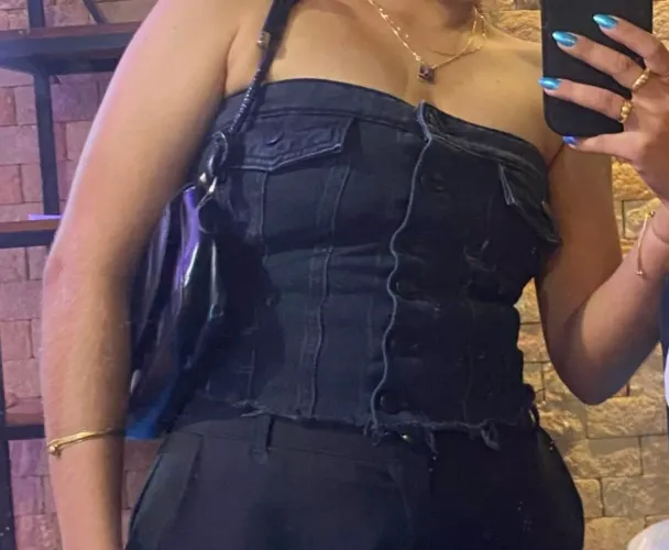 Cropped Corset Jeans em otimas condições