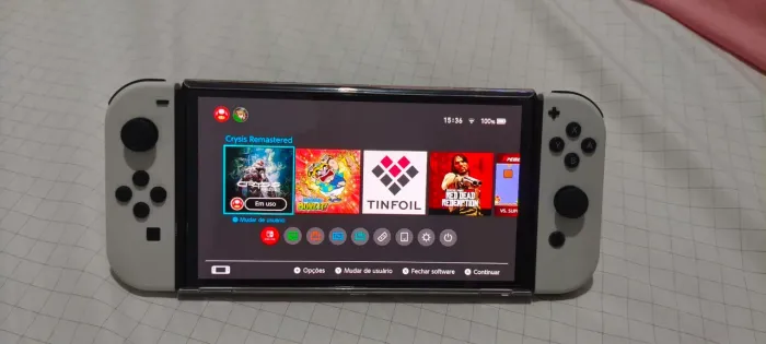 Nintendo Switch OLED (Branco) - Desbloqueado + SSD 120GB - Novíssimo!
