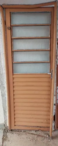 Porta de Ferro Antiga Mista Veneziana e Vidro 2,10x0,80m
