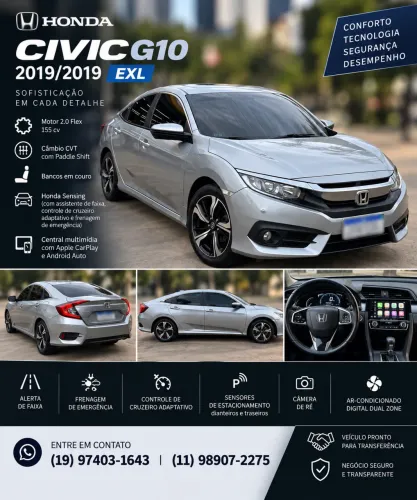 Honda Civic Sedan EXL 2.0 Flex 16V Aut.4p 2019