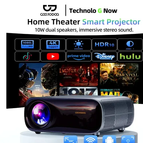 Projetor BETDOUWM 1080P 4K 5G Home Theater Projetor Correção Automática 360 °
