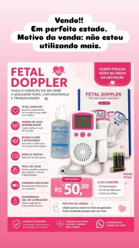 Fetal Doppler Ouça o Coração do Bebê + Gel + Pilhas | R$ 50