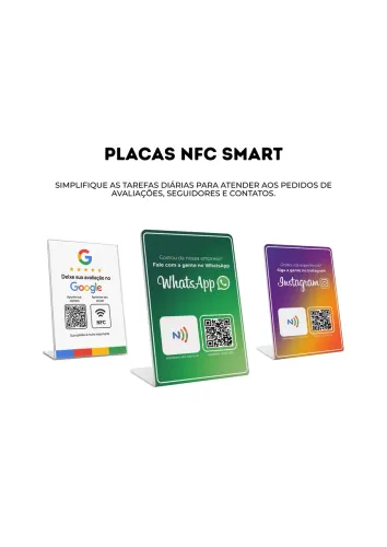 Placas NFC Smart de Mesa - Avaliações Google, Instagram e WhatsApp