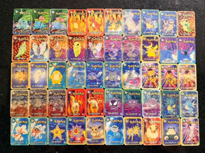 Supercartas Pokemon - Tazos Retangulares Elma Chips 50/50 COMPLETA Originais
