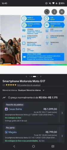 Celular motog17 256gb 