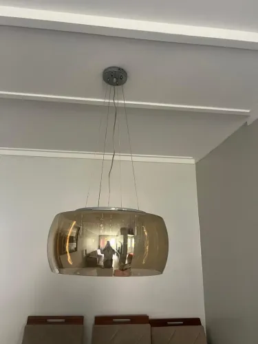 Pendente vidro fumê cilíndrico grande