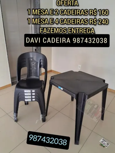 MESA MAIS CADEIRA DE PLASTICO PARA CASA OU COMERCIO