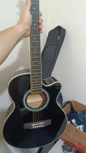 Violão Elétrico Bravo Music Tf200 Com Afinador Aço + Acessórios Completo