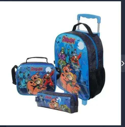 Kit mochila infantil Scooby-Doo. 3 peças , mochila , estojo e lancheira novinha na caixa