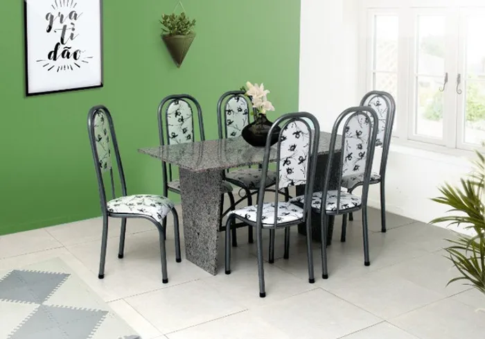 Promoção Mesa 06 cadeiras base granito Suécia = Entrega grátis!