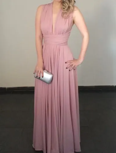 Vestido de casamento festa formatura noivado noiva madrinha longo rose