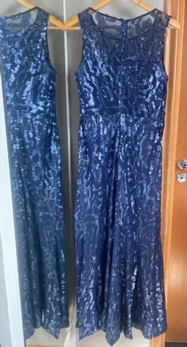 Vestido LONGO - PAETE AZUL - de festa!