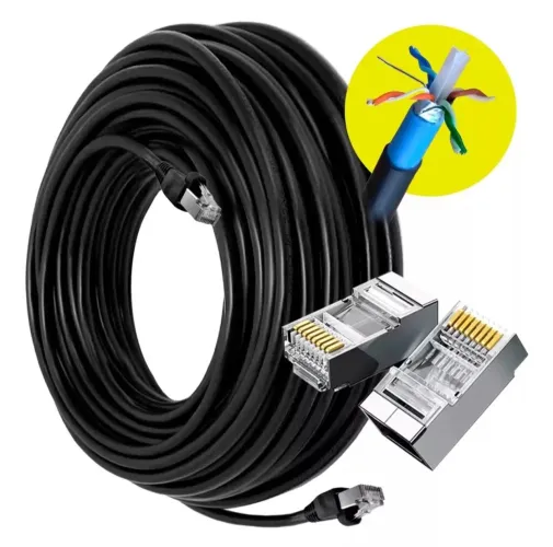 Cabo de Rede Ftp Cat6 Dupla Capa Blindado 40 Metros Crimpado