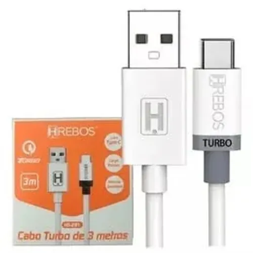 Cabo Turbo USB Tipo C 3M HS-281 Se você está procurando um cabo de carregador rápido, seg
