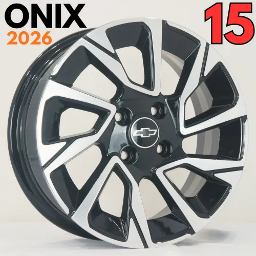 Roda Chevrolet Onix 2026 preta com diamantado 4x100 novas