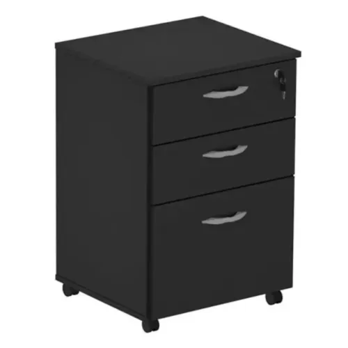 Gaveteiro Compacto 3 Gavetas Preto 0,67×0,46×0,40m Funcional e Versátil 44107